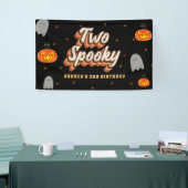 Groovy Two Spooky 2de verjaardag Halloween Retro 7 Spandoek (Beurs)
