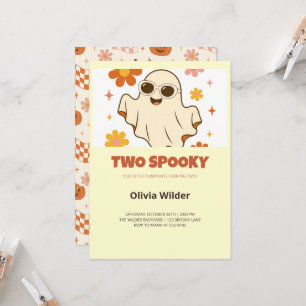 Groovy Two Spooky 2de verjaardagsuitnodiging Kaart