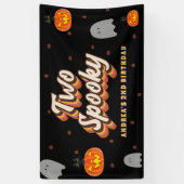 Groovy Two Spooky 2nd Birthday Halloween Retro 70s Spandoek (Verticaal)
