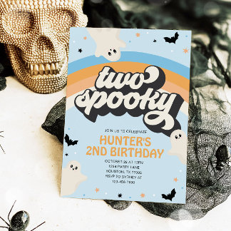 Groovy Two Spooky Boy 2e verjaardag Halloween Kaart