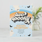 Groovy Two Spooky Boy 2e verjaardag Halloween Kaart (Staand voorkant)