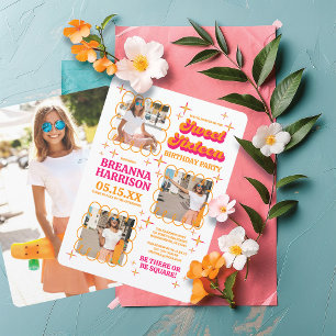 Groovy Typography Retro 70's Sweet Sixteen Kaart