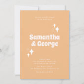 Groovy Typography Retro Peach Wedding Kaart (Voorkant)
