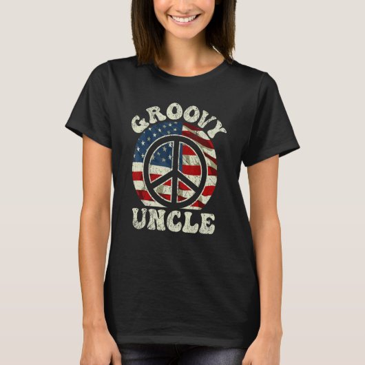 Groovy Uncle 70s Aesthetic USA Flag Retro Uncle 1 T-shirt (Voorkant)