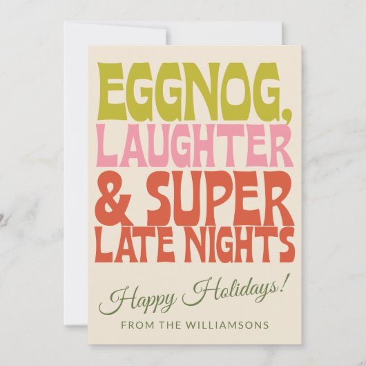 Groovy Unieke Retro Funny Eggnog Custom Christmas Feestdagenkaart (Voorkant)
