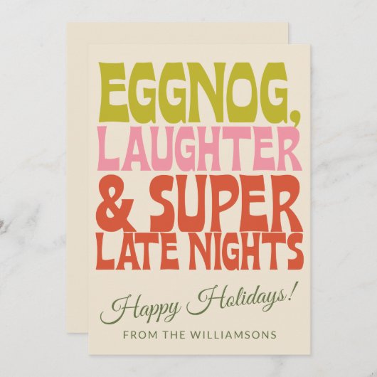 Groovy Unieke Retro Funny Eggnog Custom Christmas Feestdagenkaart (Voorkant / Achterkant)