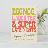 Groovy Unieke Retro Funny Eggnog Custom Christmas Feestdagenkaart (Staand voorkant)