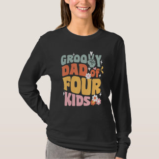 Groovy Vader Van Vier Kinderen Retro Terug Naar Sc T-shirt