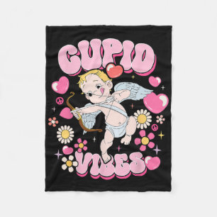 Groovy Valentijn Cupid Vibes Gelukkige V Dag Koppe Fleece Deken