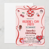 Groovy valentines day party invitation  kaart (Voorkant / Achterkant)