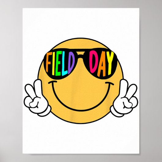 Groovy Veld Dag Sungles Smile Face Leraar Kinderen Poster (Voorkant)
