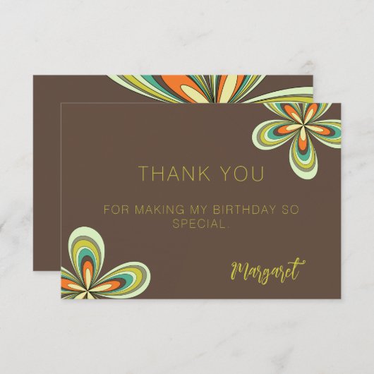 Groovy Verjaardag Bedankt Retro 70s Hippie Flower (Voorkant / Achterkant)