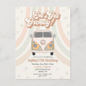 Groovy verjaardagsfeestje, 70s retro themauitnodig briefkaart (Voorkant)
