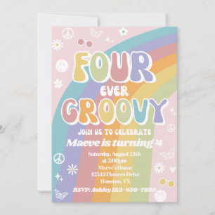 Groovy Verjaardagsuitnodiging   Fourever Groovy Kaart