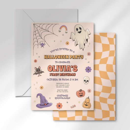 Groovy verjaardagsuitnodiging voor Halloween Kaart