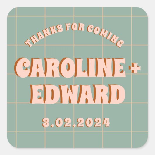 Groovy Vet Blauw Roze Rood Funky Vierkante Sticker (Voorkant)