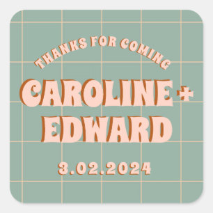 Groovy Vet Blauwe Roze Rode Funky  Vierkante Sticker