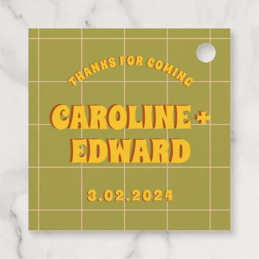 Groovy Vet Groen Geel Rood Funky Bedankjes Labels (Achterkant)