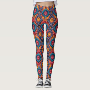 Groovy Vibes Crochet Heldere Levendige Kleuren Boh Leggings
