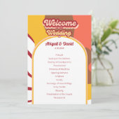 Groovy Vibes Retro bruiloft Programma (Staand voorkant)