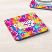 Groovy Vibes Tie Dye  Bier Onderzetter (Linkerzijde)