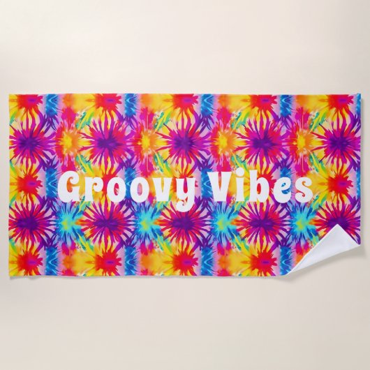 Groovy Vibes Tie Dye  Strandlaken (Voorkant)