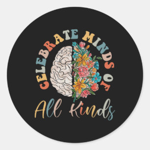 Groovy viert geesten van allerlei slag Neurodivers Ronde Sticker