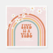 Groovy Vijf is een vibe daisy regenboog vijfde ver Servet (Voorkant)