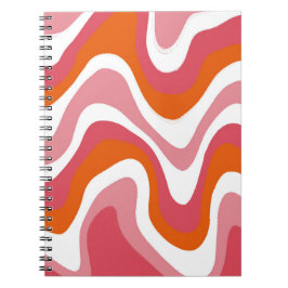 Groovy Vloeibare Oranje en Roze Golf Notitieboek