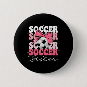 Groovy Voetbal Zus Coquette Boog Voetbal _2 Ronde Button 5,7 Cm