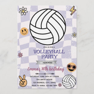 Groovy volleybal feest uitnodiging