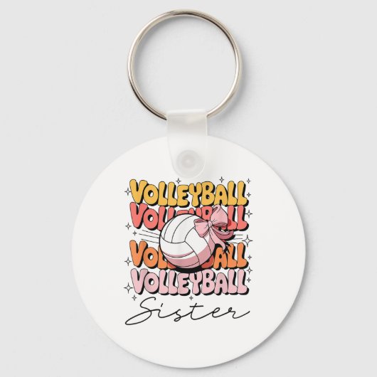 Groovy Volleybal Zuster Coquette Bow Volleybal Sleutelhanger (Voorkant)