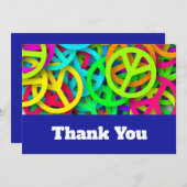 Groovy Vrede Tekens Rainbow Patroon Bruiloft Bedankkaart (Voorkant / Achterkant)