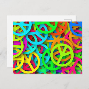 Groovy Vrede Tekens Regenboog Patroon Briefkaart