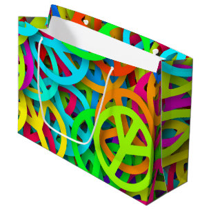 Groovy Vrede Tekens Regenboog Patroon Groot Cadeauzakje