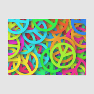 Groovy Vrede Tekens Regenboog Patroon Tissuepapier