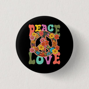 Groovy Vredesbord Liefde 60s 70s Hippie kostuum Fl Ronde Button 3,2 Cm