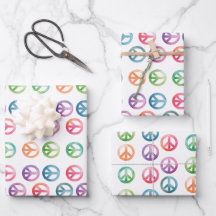 Groovy vredestekens waterverf stijl hippie liefde