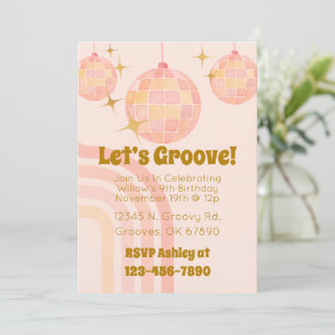 Groovy Waterverf Disco Verjaardagsuitnodiging Kaart