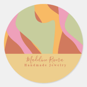 Groovy Waves Handmade Ambachtelijke Verpakking Ronde Sticker