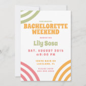 Groovy Wavy 80s Retro Bachelorette Weekend Kaart (Voorkant)