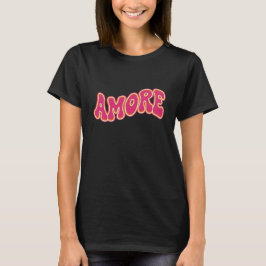 Groovy Wavy Text AMORE Retro 70s Valentine T-shirt