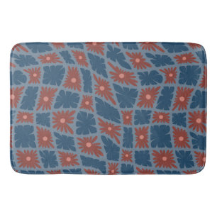 Groovy Wavy Trippy 60s Bloem Controles Blauw Rood Badmat