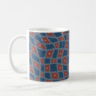 Groovy Wavy Trippy 60s Bloem Controles Blauw Rood Koffiemok