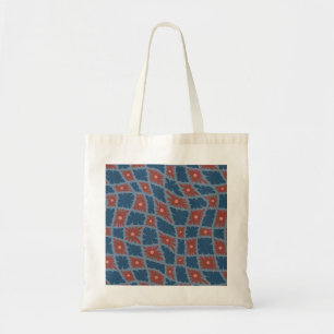 Groovy Wavy Trippy 60s Bloem Controles Blauw Rood Tote Bag