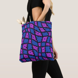 Groovy Wavy Trippy 60s Bloem Controles Blauw Roze Draagtas