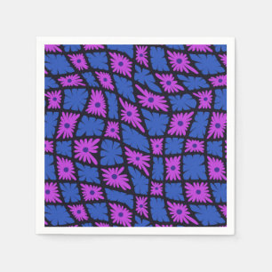Groovy Wavy Trippy 60s Bloem Controles Blauw Roze Servet