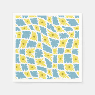 Groovy Wavy Trippy 60s Bloem Controles Geel Blauw Servet