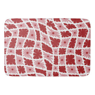 Groovy Wavy Trippy 60s Bloem Controles Rood Roze Badmat