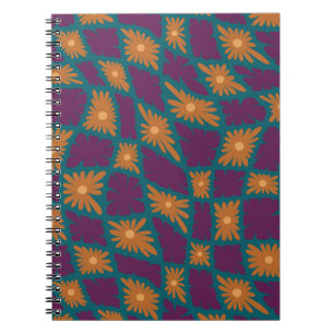 Groovy Wavy Trippy 60s Flower Controls Sinaasappel Notitieboek